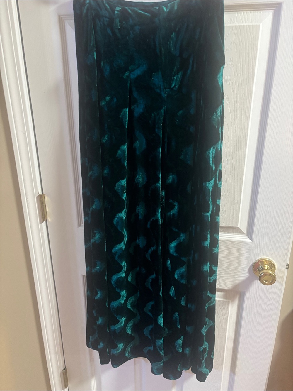 AKIRA Teal and Black Velvet Maxi Skirt
